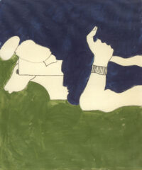 1978<br>Da Guernica <br>pittura industriale, tempera e pennarello su tela<br>cm 60x50