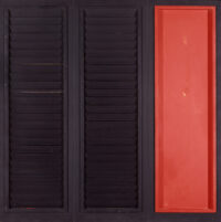 1978<br>' Persiana '63 '<br>pittura industriale, ante di persiana, telaio in legno su tavola<br>cm 120x100