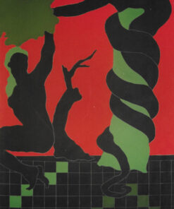 1978<br>' Il Serpente '<br>pittura industriale, tempera, matita, proiezione fotografica su tela<br>cm 85x65