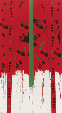 1978<br>tempera, pennarello, proiezione fotografica su tela<br>cm 140x75