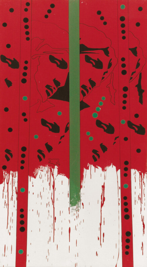 1978<br>tempera, pennarello, proiezione fotografica su tela<br>cm 140x75