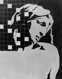 1978<br>tempera, matita, proiezione fotografica su tela<br>cm 90x70