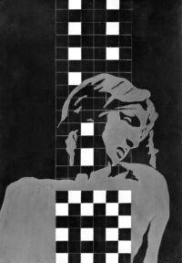 1978<br> tempera, matita, proiezione fotografica su tela<br>cm 100x70