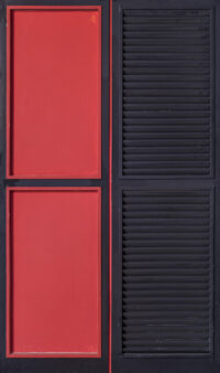 1979 march<br>Persiana<br>pittura industriale, tempera, anta di persiana, telaio di legno su tavola<br>cm 170x100x3,5