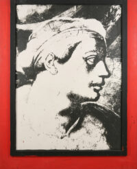 1979<br>collage fotografico, pittura industriale, collage di legno su tavola<br>cm 160x130