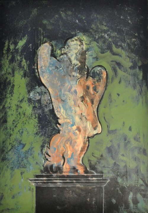 1979<br>Bernini<br>tempera, matita, fotografia emulsionata su tela<br>cm 100x70