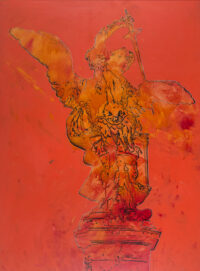 1979<br>dedicato alla mia cara piccola Almorina<br>pittura industriale, smalto alla anilina, fotografia emulsionata su tela<br>cm 120x90