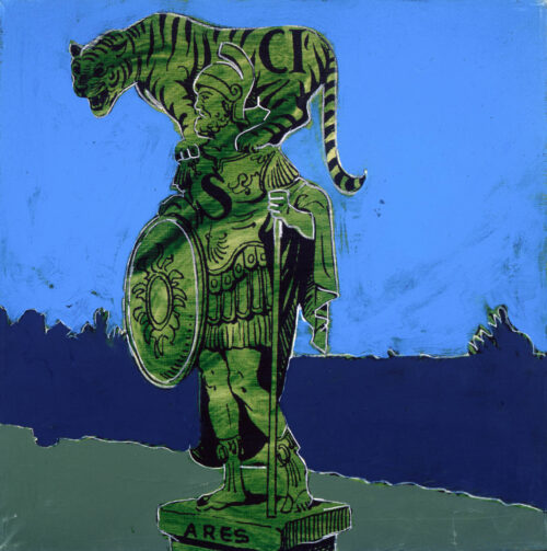 1979<br>Rebus S C I<br>Susan tu sei romana ed io sono una tigre<br>pittura industriale, tempera, smalto alla anilina, fotografia emulsionata su tela<br>cm 60x60