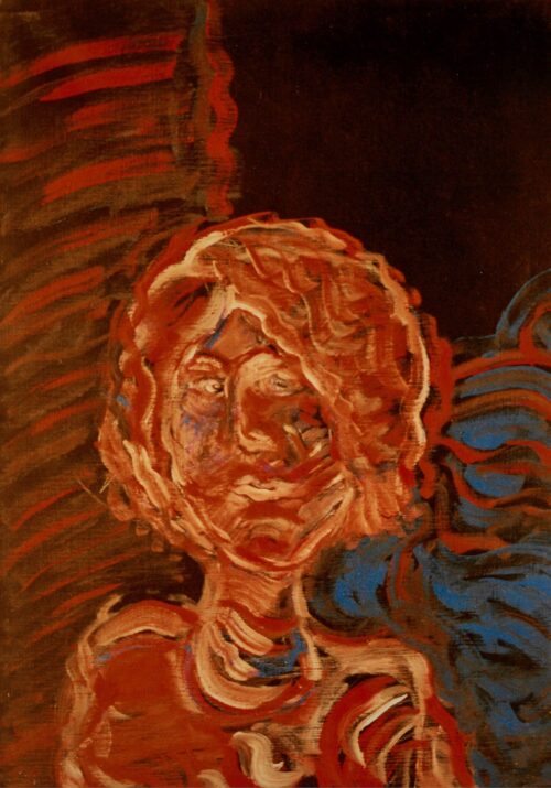 1979 4 aprile<br>A Francesca<br>tempera e olio su tela<br>cm 70x50