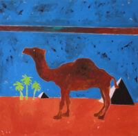 1979<br>Paesaggio egiziano<br>tempera e matita su tela<br>cm 100x100