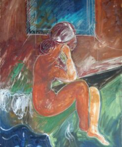 1979 25,IX<br>Nudo<br>tempera, olio, matita su tela<br>cm 100x70