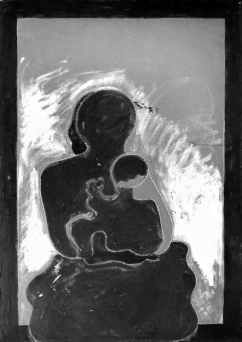 1979<br>pittura industriale, tempera, matita su tela<br>cm 100x70