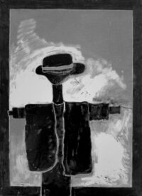 1979<br>pittura industriale, tempera, matita su tela<br>cm 100x70