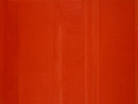 1961<br>Grande rosso n.43<br>collage, legno e smalto industriale su tela<br>cm 150x200