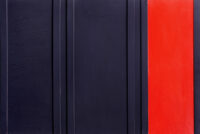 1961<br>Nero col rosso n.31<br>collage, legno e smalto industriale su tavola<br>cm 100x150