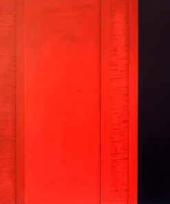 1961<br>Rosso e nero n.40<br>smalto industriale e collage di carta e legno su tela<br>cm 110x125