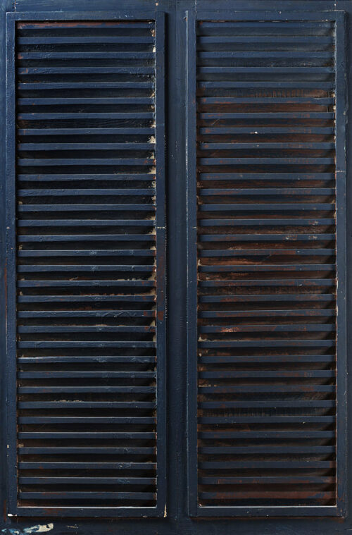 1962<br>' Persiana '<br>smalto industriale e ante di persiana   su tavola<br>cm 170x100