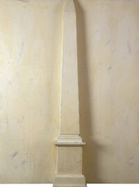 1963<br>'Obelisco'<br>smalto industriale e obelisco in legno su tavola<br>cm 115x90