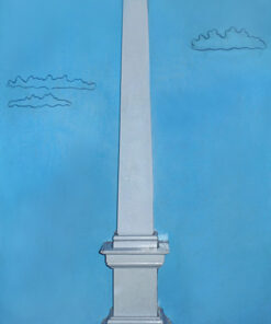 1963<br>'Obelisco'<br>smalto industriale e obelisco in legno su tavola<br>cm 115x90