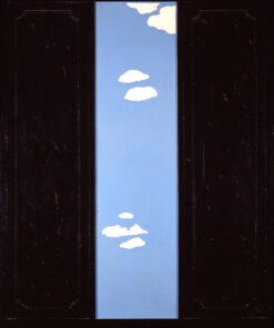 1964<br>' Armadio con cielo '<br>smalto industriale su ante di armadio ricostruite su tavola<br>cm 160x130