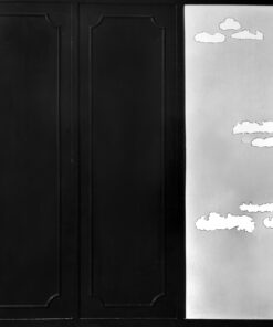 1965<br>'Armadio con Cielo'<br>smalto industriale, ante di armadio ricostruite e telaio in legno su tavola<br>cm 160x160