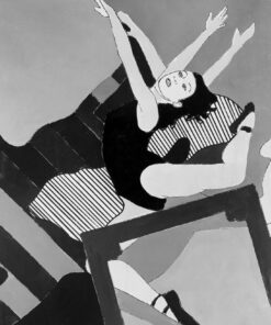 1965<br>Studio per balletto n.3<br>smalto industriale e pennarello su tela<br>cm 80x65