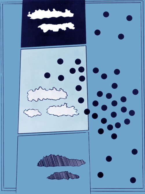 1965<br>Tricromie del cielo<br>smalto industriale e pennarello su tela<br>cm 160x130