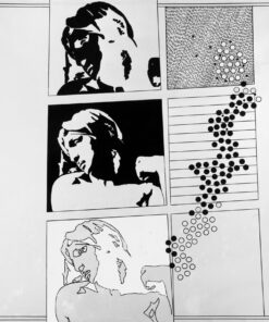 1965 novembre<br>Da Michelangelo particolare delle tombe Medicee<br>smalto industriale e pennarello su tela<br>cm 200x200