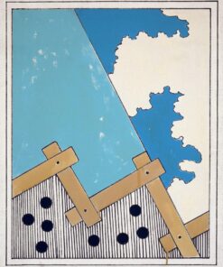 1966<br>Le dimensioni del cielo n.3<br>smalto industriale e pennarello su tela<br>cm 70x60