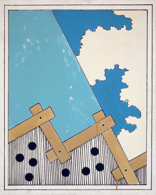 1966<br>Le dimensioni del cielo n.3<br>smalto industriale e pennarello su tela<br>cm 70x60