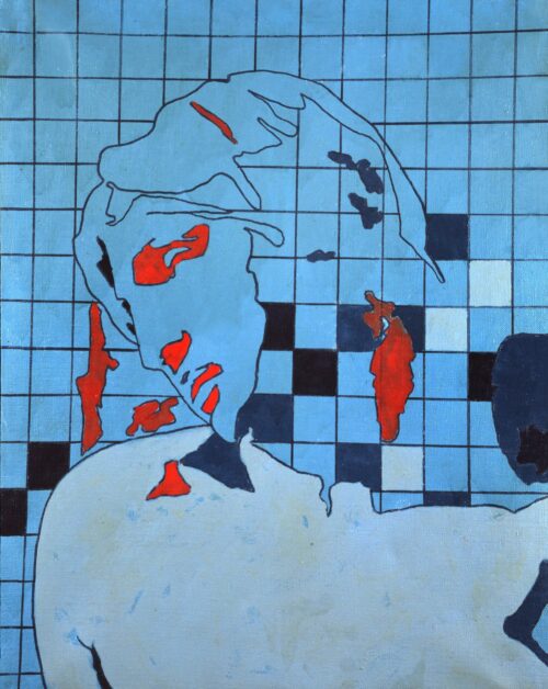 1966<br>Il periodo blu n.2<br>smalto industriale e pennarello su tela<br>cm 65x55