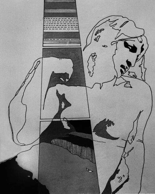 1966<br>Michelangelo n.1<br>smalto industriale e pennarello su tela<br>cm 145x115