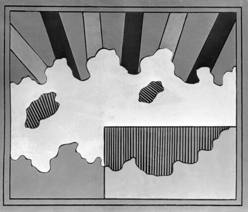 1966<br>Bicromia del cielo<br>smalto industriale e pennarello su tela<br>cm 55x65