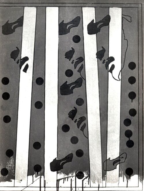 1967 novembre<br>Michelangelo according to Tano Festa n.25<br>smalto industriale e pennarello su tela<br>cm 80x65