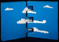 1967<br>Piccolo cielo meccanico<br>Smalto industriale per l'edilizia su scultura in legno<br>cm 30x45x5