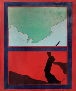 1968 giugno, Roma<br>Finestra e paesaggio<br>smalto industriale e pennarello su tela<br>cm 80x65