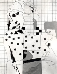 1968 giugno<br>Per una celebrazione Michelangiolesca<br>smalto industriale e pennarello su tela<br>cm 115x90