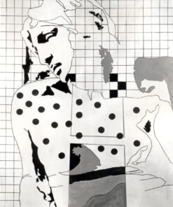 1968 giugno<br>Per una celebrazione Michelangiolesca<br>smalto industriale e pennarello su tela<br>cm 115x90