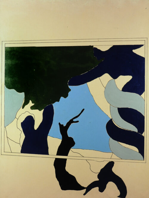 1968<br>Il periodo rosa Michelangelo secondo Tano Festa<br>smalto industriale e pennarello su tela<br>cm 115x90