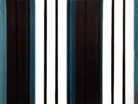 1969<br>Blue Monk, dedicato a Thelonius Monk<br>smalto industriale e collage di legno su tela<br>cm 50x70