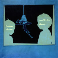 1969<br>Conversazione<br>smalto industriale e pennarello su tela<br>cm 100x100