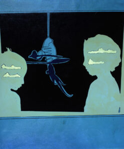 1969<br>Conversazione<br>smalto industriale e pennarello su tela<br>cm 100x100