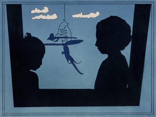 1969<br>Conversazione<br>smalto industriale e pennarello su tela<br>cm 60x80