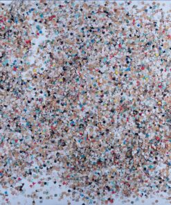 1980<br>Renan Ivan<br>tempera, coriandoli su tela, cellophane<br> cm 60x90