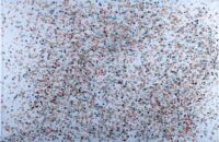 1980<br>Chapaco Luis<br> tempera, coriandoli su tela, cellophane<br>cm 60x90