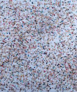 1980<br>Chapaco Luis<br> tempera, coriandoli su tela, cellophane<br>cm 60x90