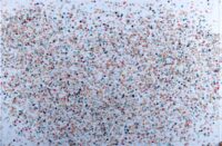 1980<br>Pan divino Pedro<br> tempera, coriandoli su tela, cellophane<br>cm 60x90