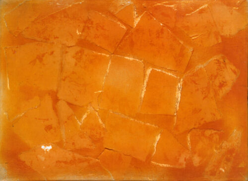 1980 17, 6<br> Bianco<br>pittura industriale e cemento su tela<br> cm 30x40