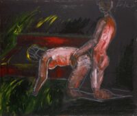 1980<br> pittura industriale, tempera, gessetto su tela<br> cm 50x60