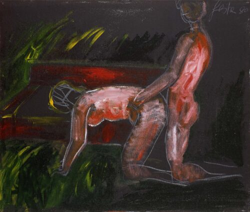 1980<br> pittura industriale, tempera, gessetto su tela<br> cm 50x60